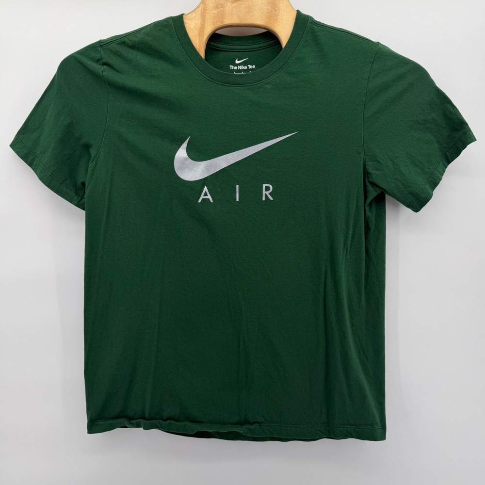 Nike T-Shirt Mens Large Green Silver Nike Air Graphic Swoosh Short Sleeve Tee